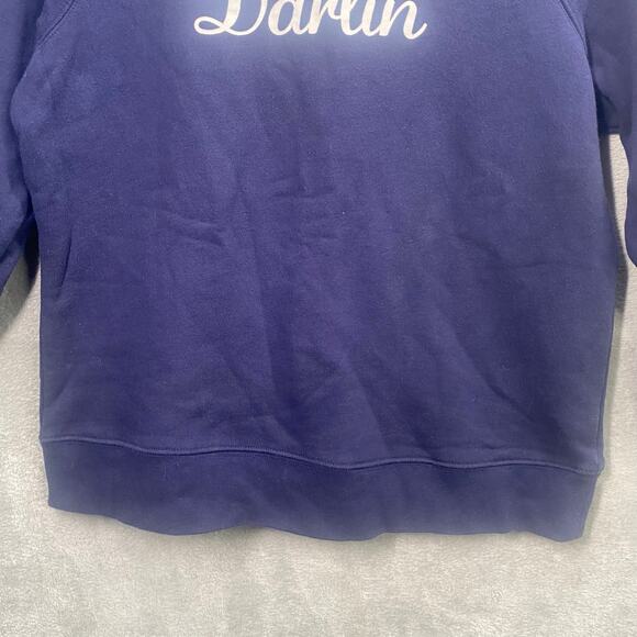 Draper James Top Small Darlin' Navy Spellout Blue 3/4 Sleeve Sweatshirt Preppy - Picture 4 of 14
